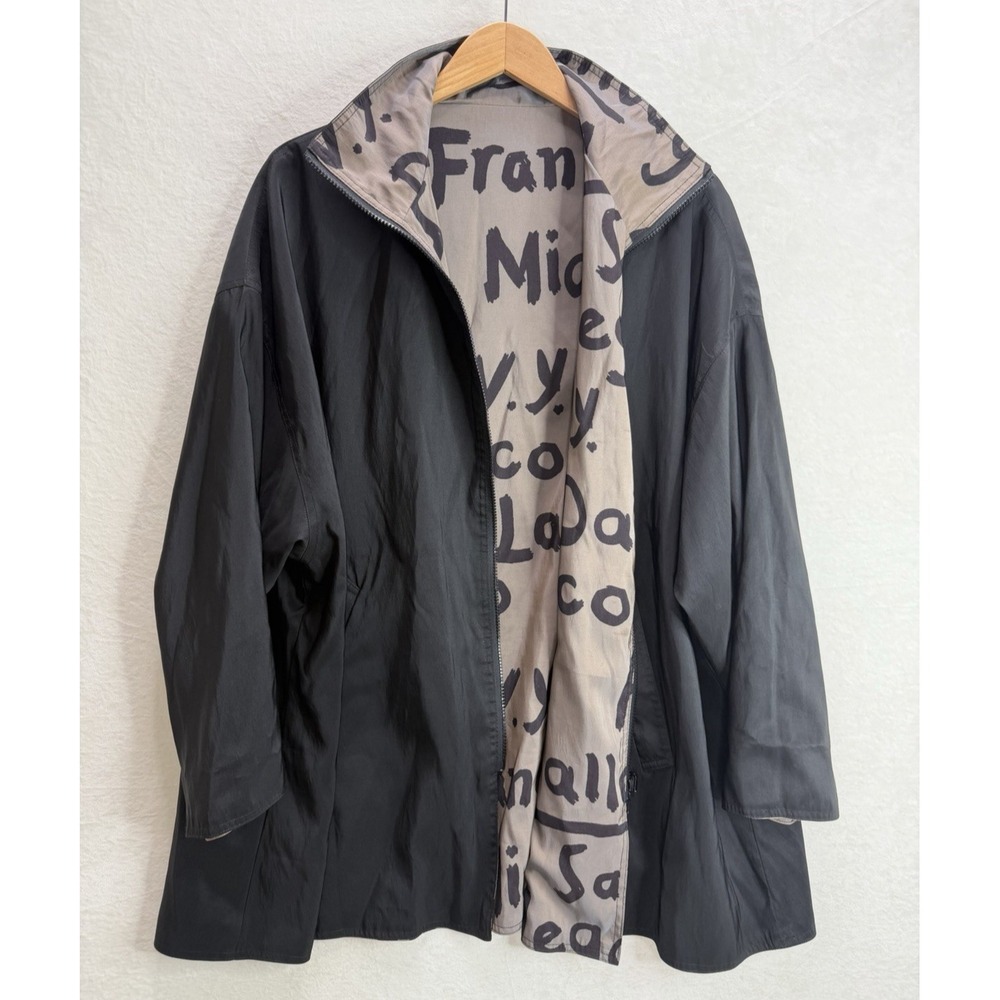 Mycra Pac Now Raincoat Jacket City Print US 1X Brown Black Reversible Full Zip - Picture 6 of 8